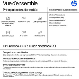 PC Ordinateur portable - HP ProBook 4 G1iR - Écran 40,6 cm (/C5-/16"/512G/W11P Intel Core 5